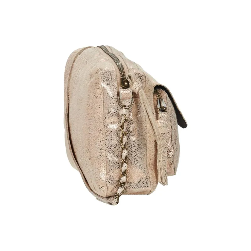 PIECES Leather Shoulder Bag Women's Gold-1