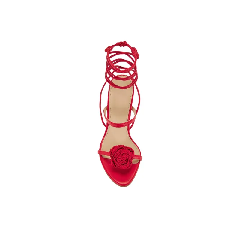 ALOHAS Kendra Bloom One Strap Sandals 7.5cm Women's Red-4