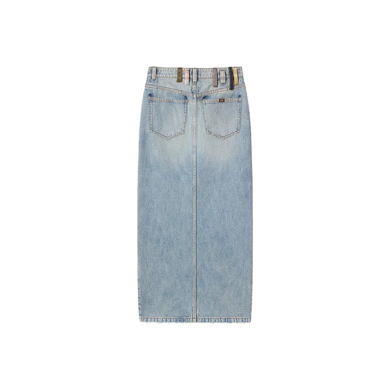 Miss Sixty Denim Long Skirt Women's Medium Blue-1