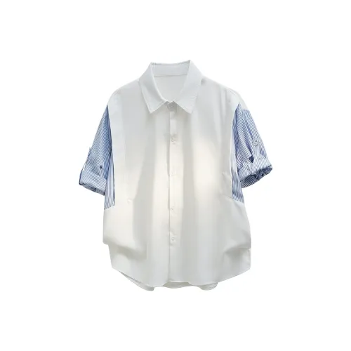 UF9193 Mock Two Piece Patchwork Stripes Men's Summer OOTD Commute Outfit Men's