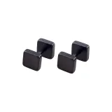 Smooth Finish Geometric Square Stud Earrings (off-Black, 1 Pair)
