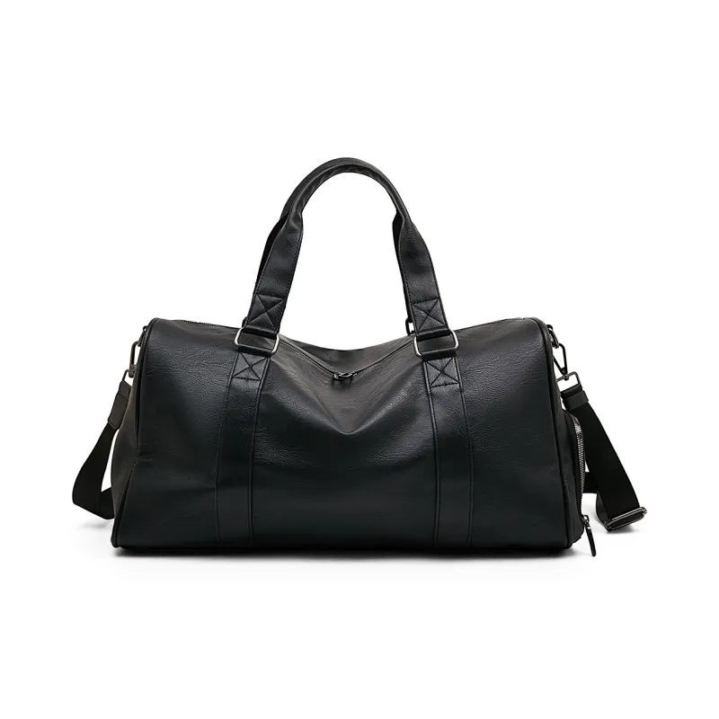 Old Man's Head Synthetic Leather Travel Bag Men's Black-0