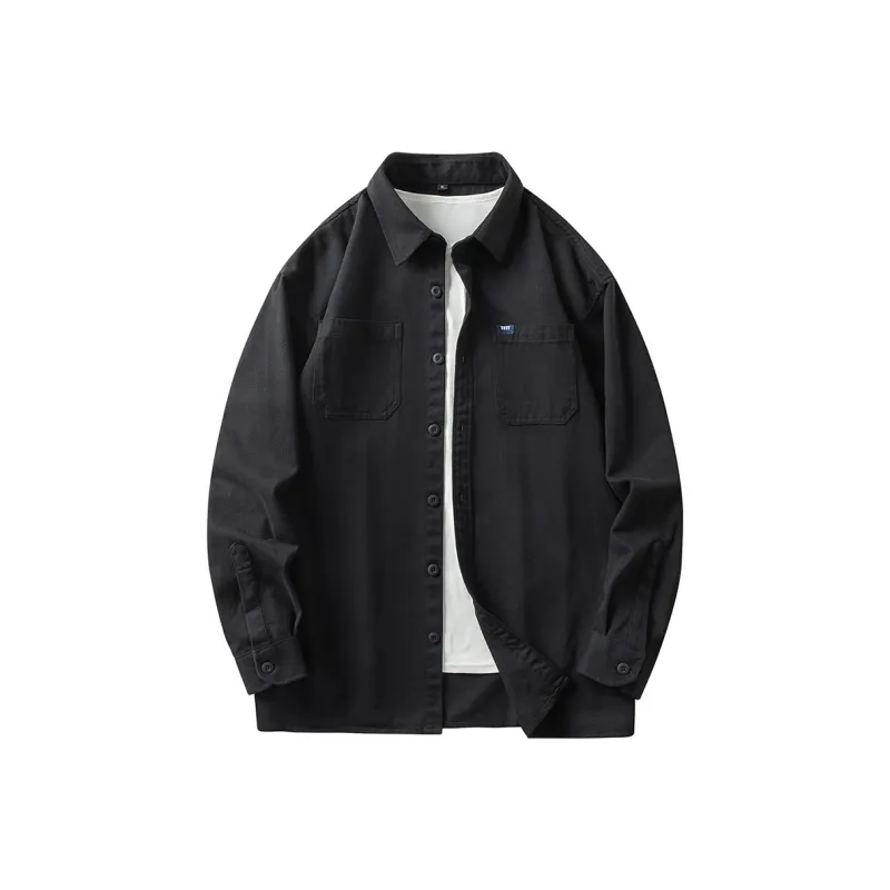 TESTUNG Fashion Minimalist Style 100% Cotton Skin Friendly Square Collar Single Breasted Everyday Commute Shirt Unisex-4