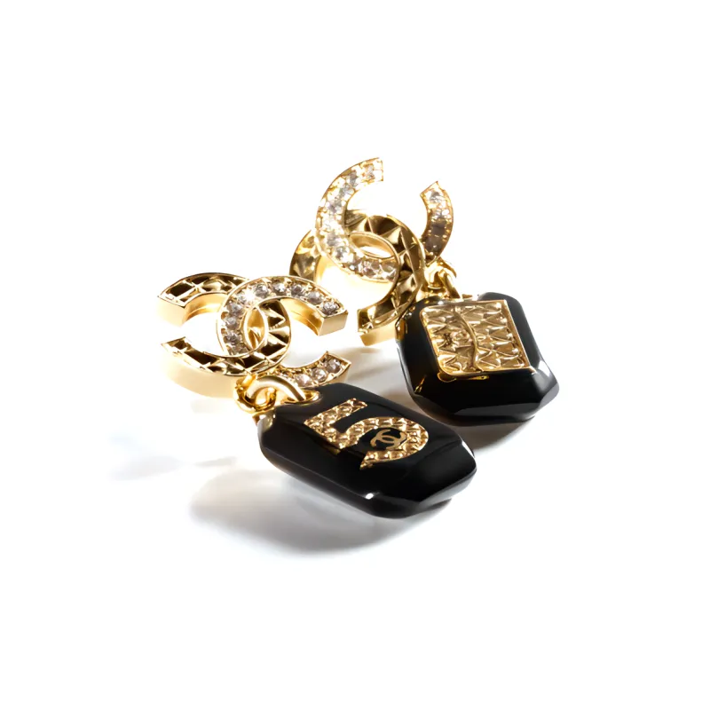 CHANEL Earrings Women's Black-1