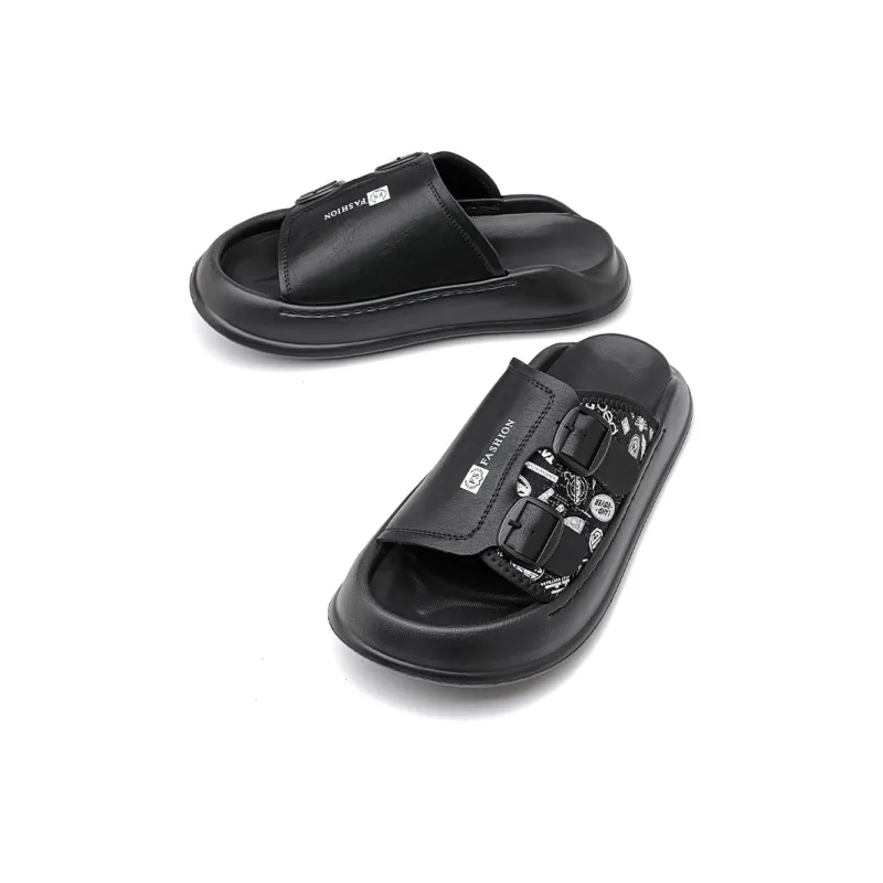 ΛOLUNKΛ Rubber Sole Slip Resistant Abrasion Resistant Slide Slippers Men's-2