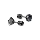 Black Zircon-Iridescent Starry Stud Earrings (4MM)
