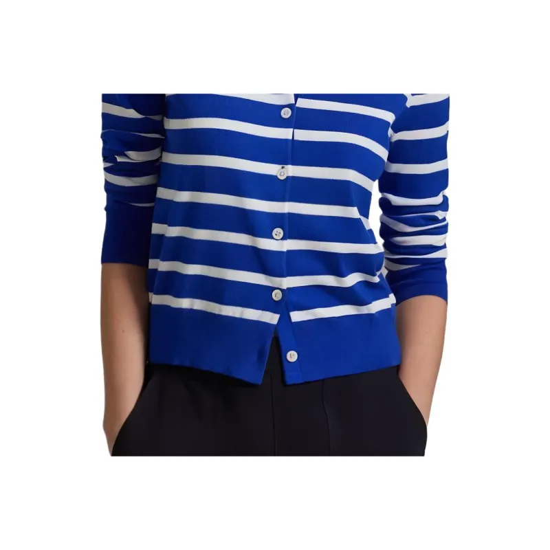 Polo Ralph Lauren Logo Embroidered Striped Knitted Cardigan-5