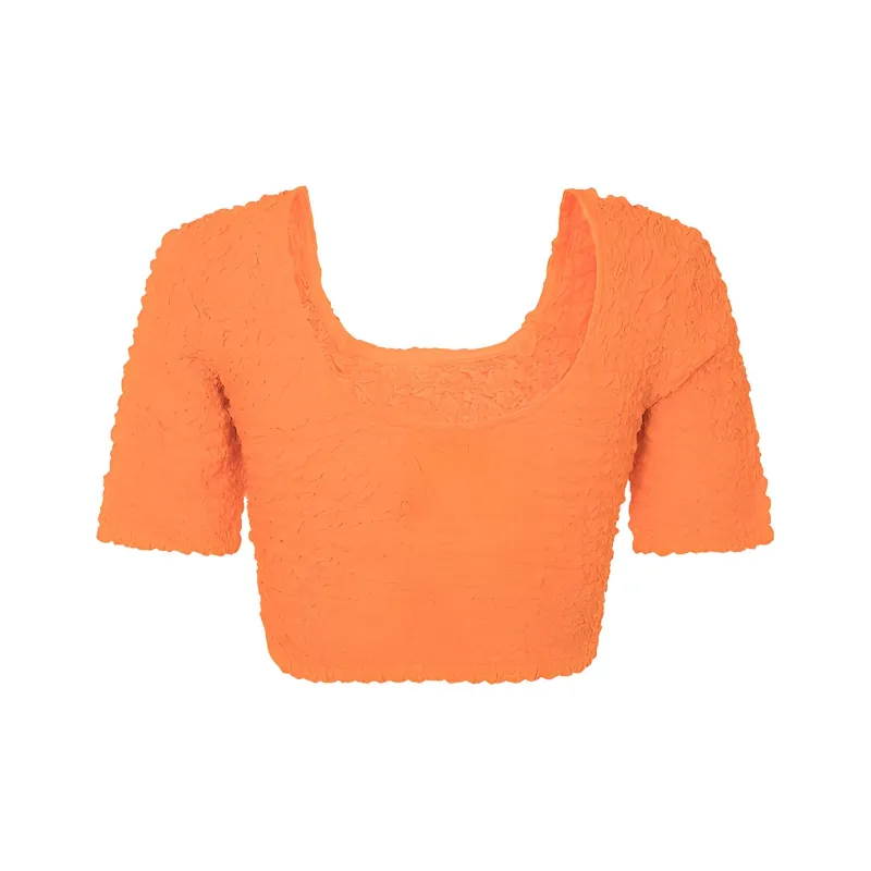 GANNI Poplin O Neck Cropped Smock Top 'Orange'-1