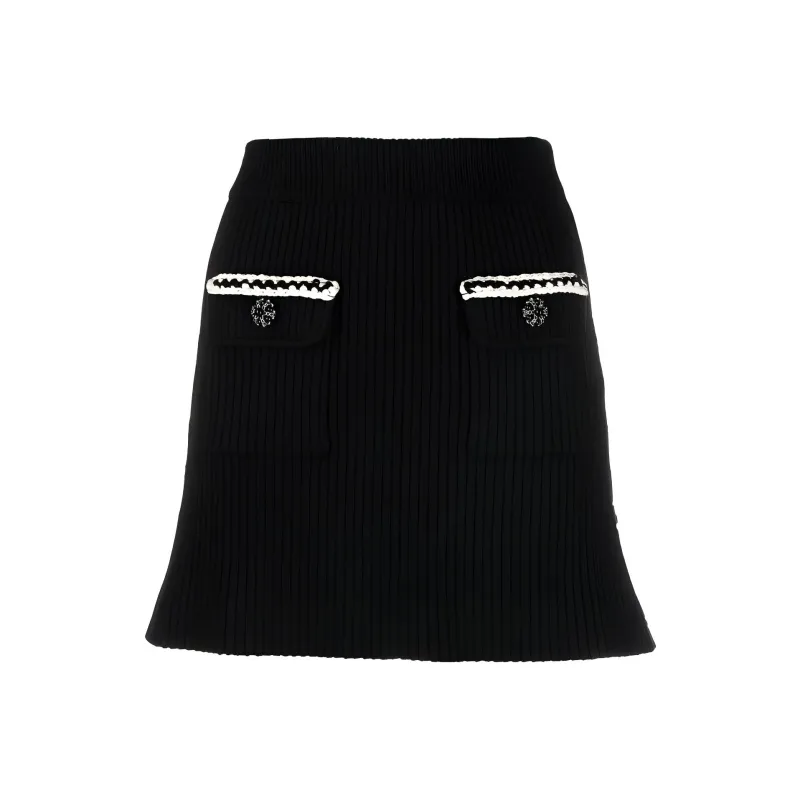 Self portrait Flap pocket Rib knit Skirt-2