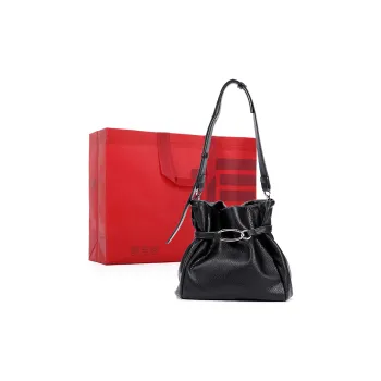 Dubaolu Synthetic Leather Bucket Bag, Shoulder Bag Medium Size Women's Black/Ecru