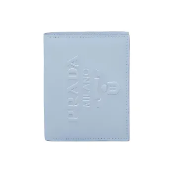 PRADA Saffiano Leather Wallet Small Size Women's Sky Blue