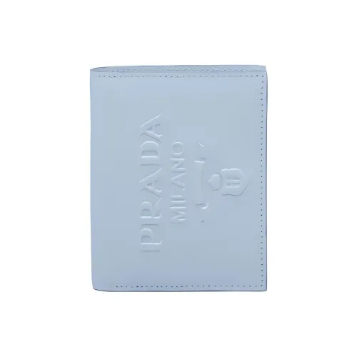 PRADA Saffiano Leather Wallet Small Size Women's Sky Blue
