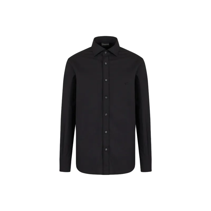 EMPORIO ARMANI Pima Canvas Shirt With Piped Placket-0