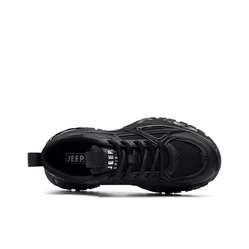 JEEP SPIRIT Anti Slip Wear Resistant Breathable Lightweight Low Top Chunky Sneakers Men's Cool Black-12