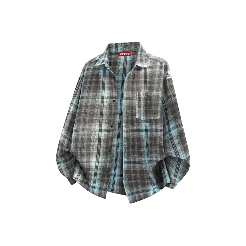 BTR Shirt Unisex Blue Brown Plaid-0