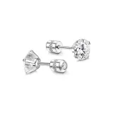 Silver-Iridescent Star Stud Earrings (6MM)