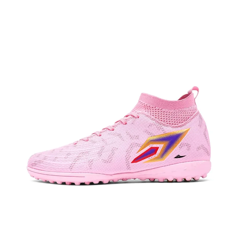 Kuding Soccer Shoes Unisex High Top Ice Blue Purple/Lemon/Cherry Blossom Pink-10