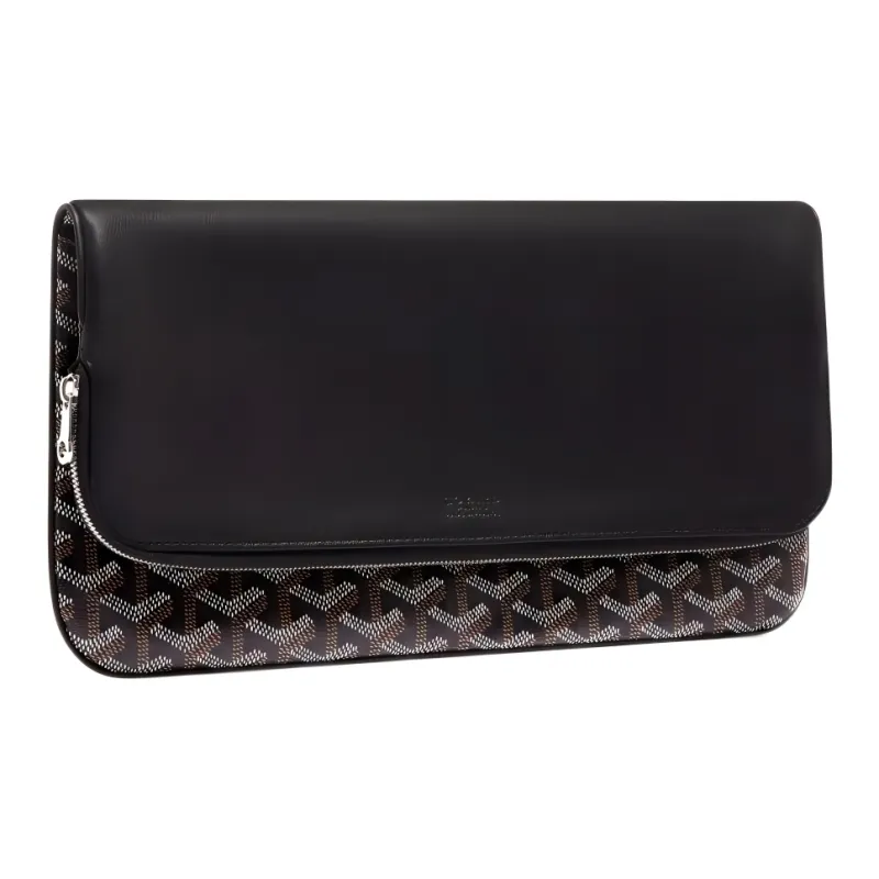 GOYARD Sainte-Marie Canvas With Leather Clutch Medium Size Unisex Black-1