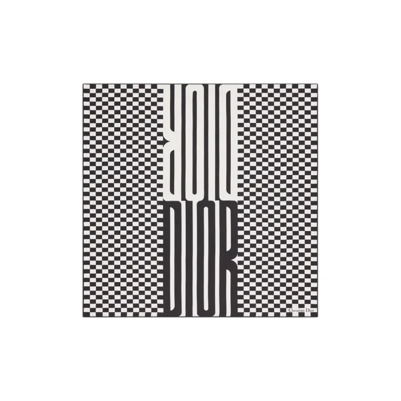 DIOR Silk Scarves Unisex Black White-0