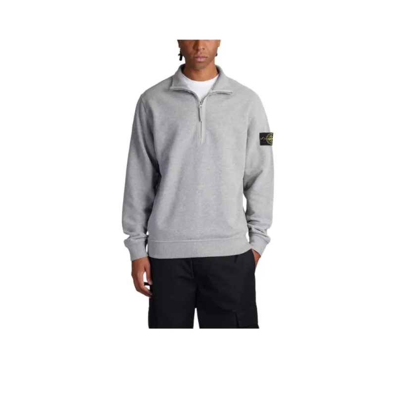 STONE ISLAND Logo Patch Half Zip Sweatshirt-1