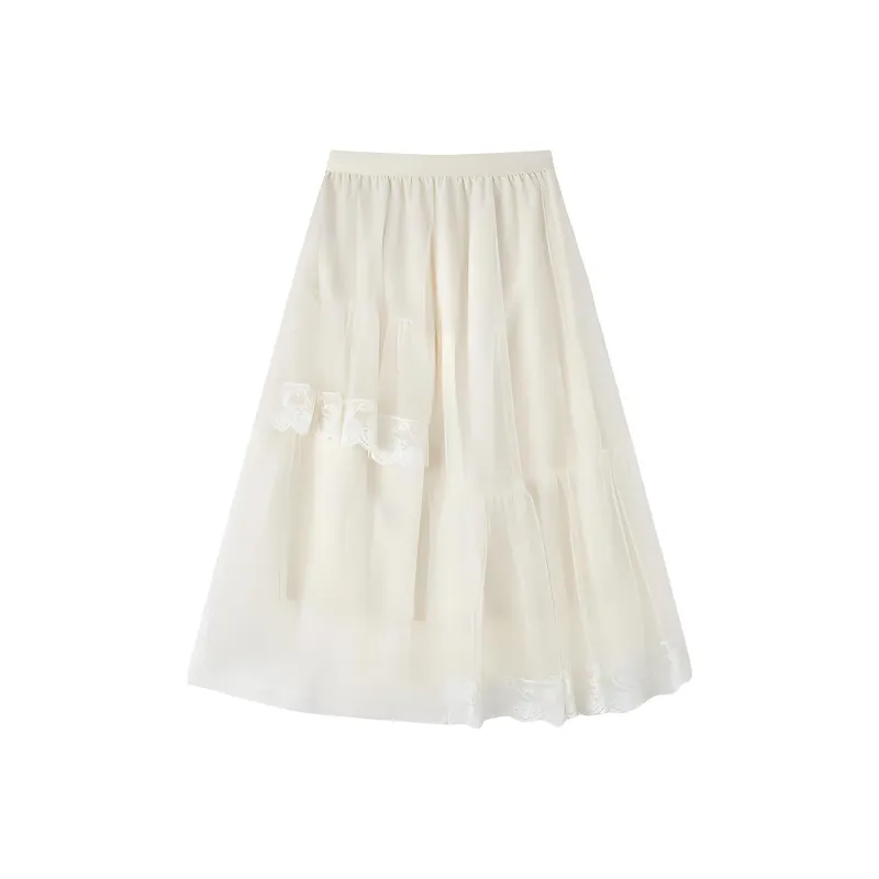 EICHITOO Casual Long Skirt Women's Ecru-1