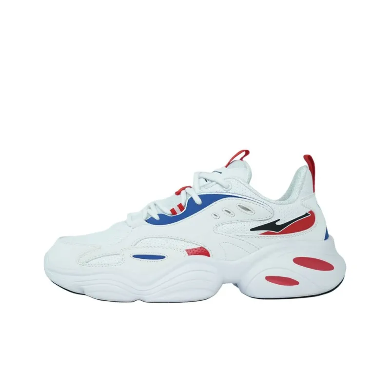 Erke Abrasion Resistant Height Increasing Low Top Chunky Sneakers Men's White-0