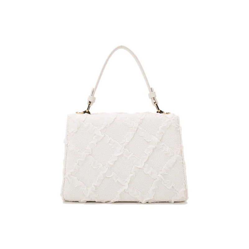 BUHOWE Polyurethane Handbag Women's White-2