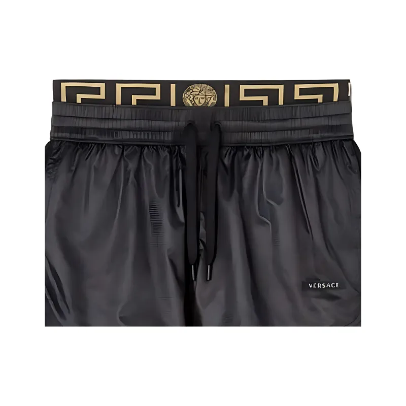VERSACE Logo Patch Drawstring Shorts-4