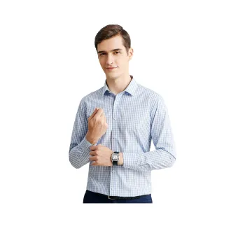 FIRS Long Sleeved Shirts Men's Blue And Green Plaid