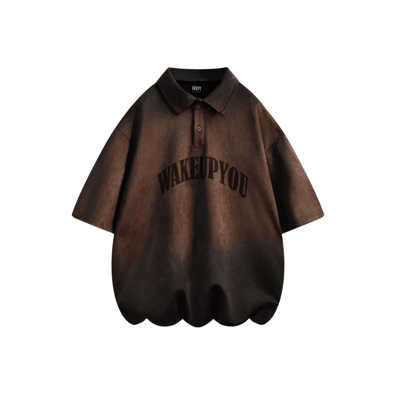 WKPY Suede Lapel Short Sleeved Polo Shirt Unisex-4
