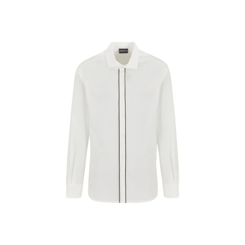 EMPORIO ARMANI Pima Canvas Shirt With Piped Placket-0