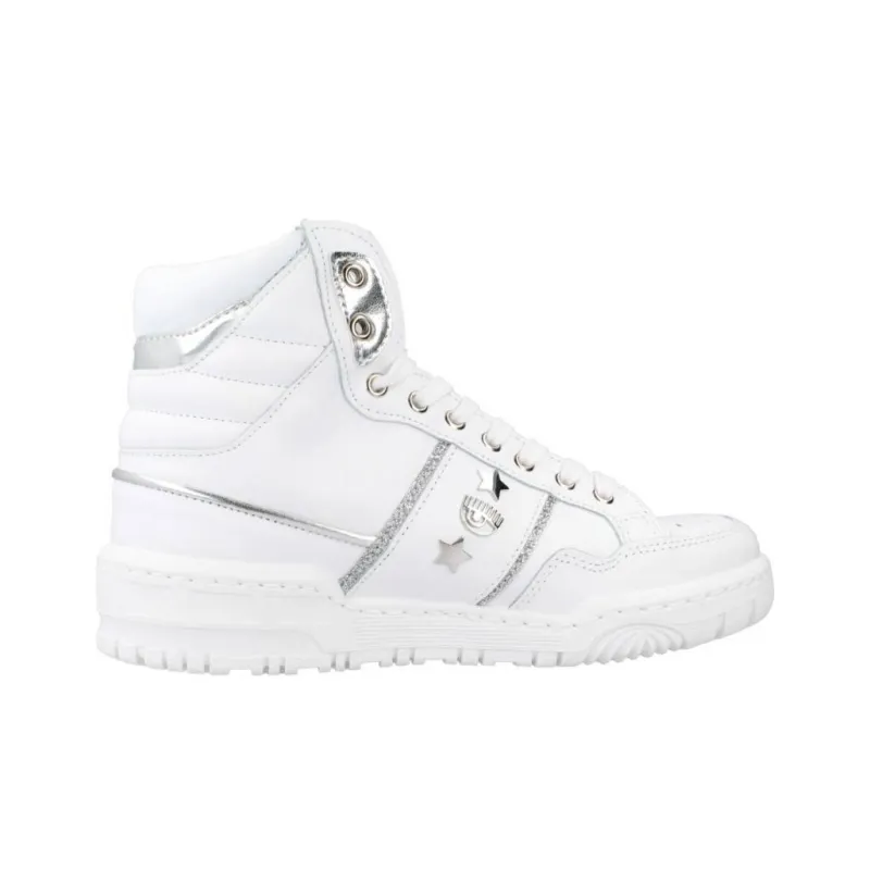 CHIARA FERRAGNI Beyaz High Top Skateboard Shoes Women's White-1