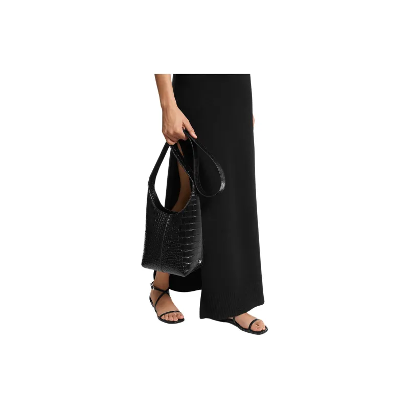 MICHAEL KORS Dede Mini Crocodile Embossed Leather Hobo Bag-4