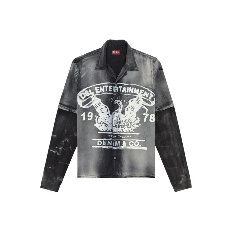 DIESEL S Eeklo Faded Bowling Shirt-0