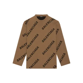 Balenciaga Logo Intarsia Oversized Crewneck Sweater