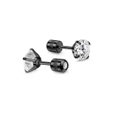 Black White Zircon-Iridescent Star Stud Earrings (5MM)
