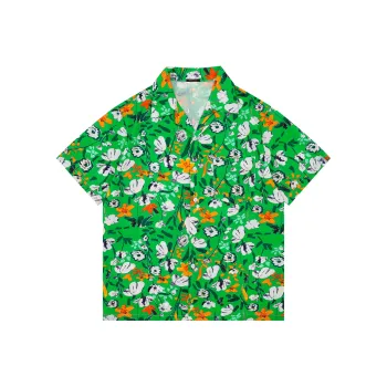 Yiwen Shirt Unisex Green Wildflower Shadow