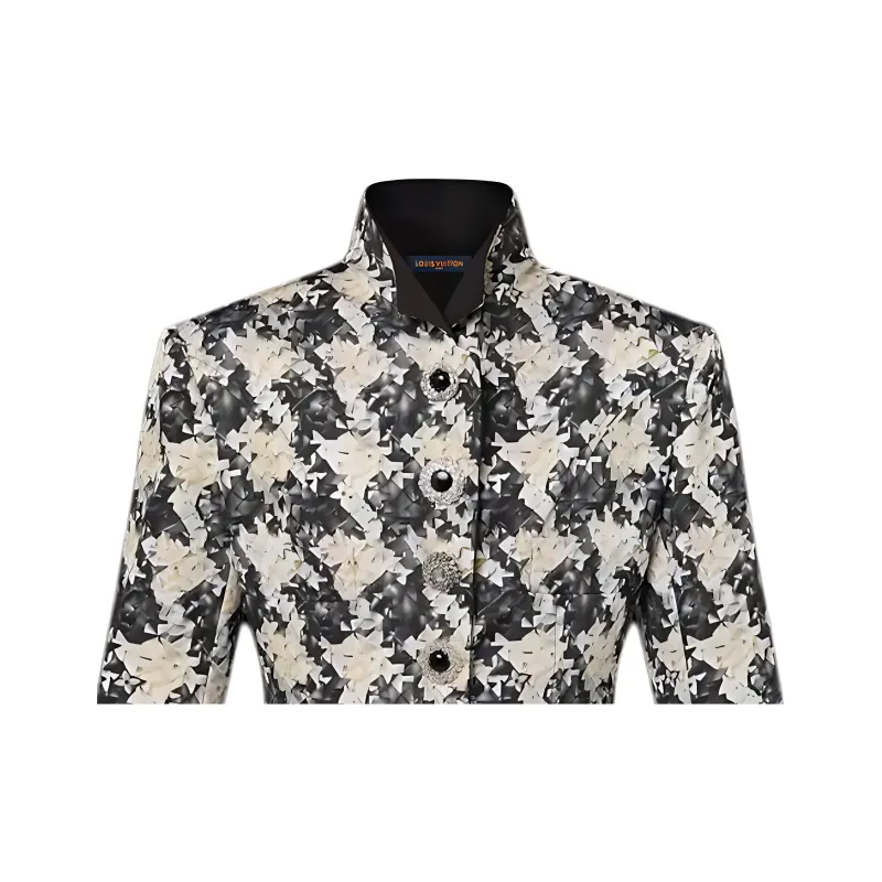 LOUIS VUITTON Houndstooth Silk Frock Jacket-3