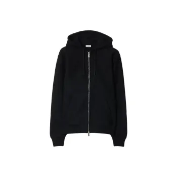 Burberry Logo Printed Zip Up Drawstring Hoodie