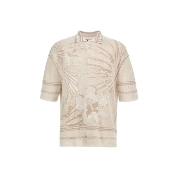 Roberto Cavalli SS24 Polo Shirt Men's Ecru
