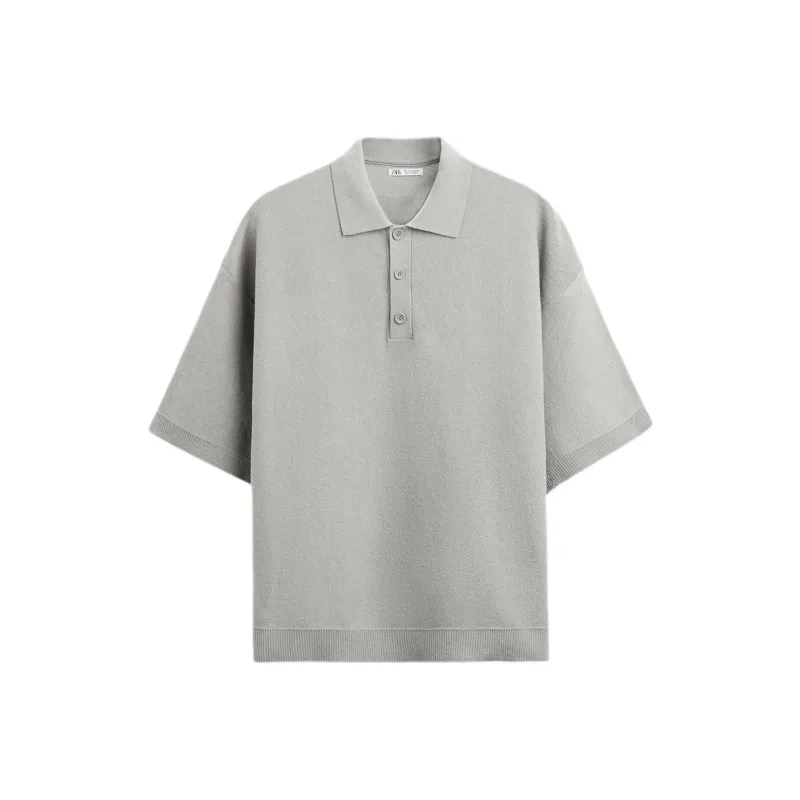 ZARA Polo Shirt Men's Pearl Gray-0