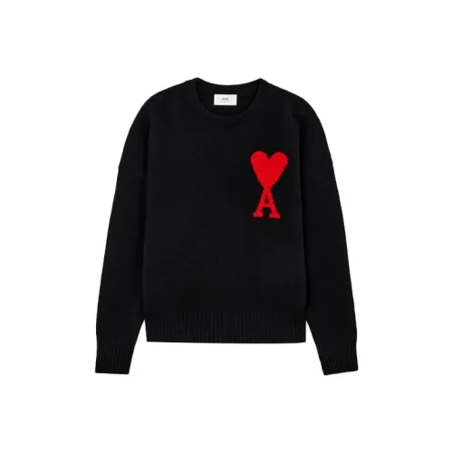AMI Paris Black Ami De Cœur Sweater