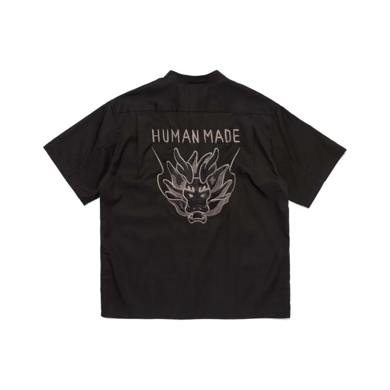 HUMAN MADE Logo-embroidered Mandarin-collar Shirt-2