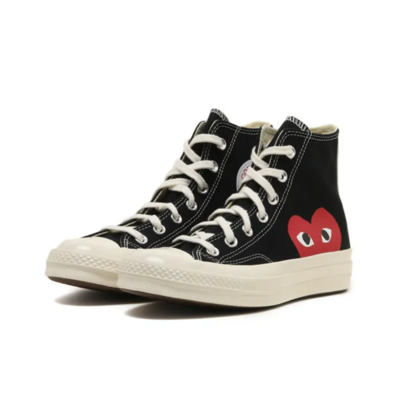 CDG Play All Star Heart Print Balance Abrasion Resistant Slip Resistant High Top Canvas Shoes Unisex-2