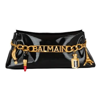 BALMAIN 1945 Calfskin Shoulder Bag Women's Black
