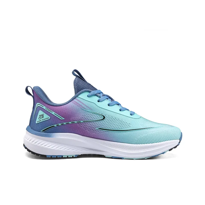 Kuding Running Shoes Men Low Top Teal/Diamond Yellow/Mint Green-1