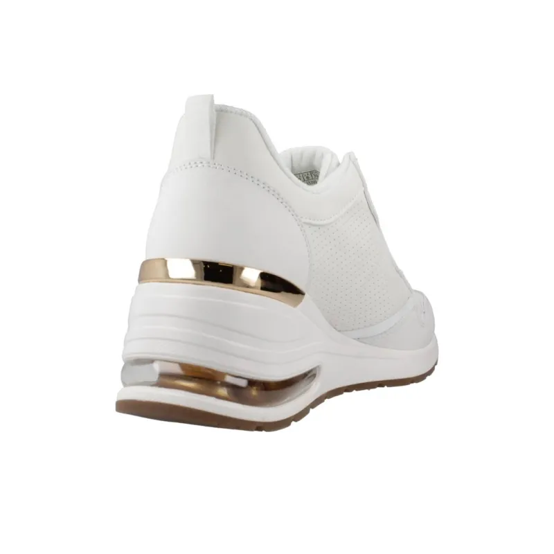 Skechers Million Air Anti Slip Wear Resistant Mid Top Casual Shoes Women's White-4