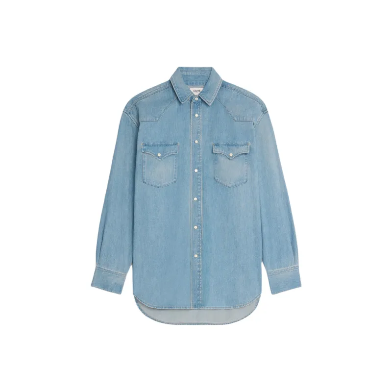 CELINE Shirt In Vintage Stone Indigo Denim-0