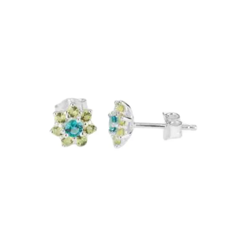 Radiant Stainless Steel, Gemstone Stud Earrings Women's Silver-0