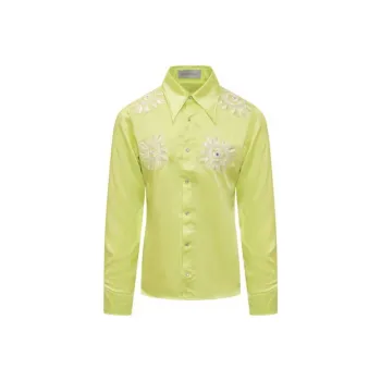 BLUEMARBLE Floral embroidery Satin Shirt